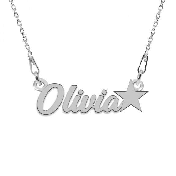 Colier Argint, Steluta, Nume Olivia , 45 cm