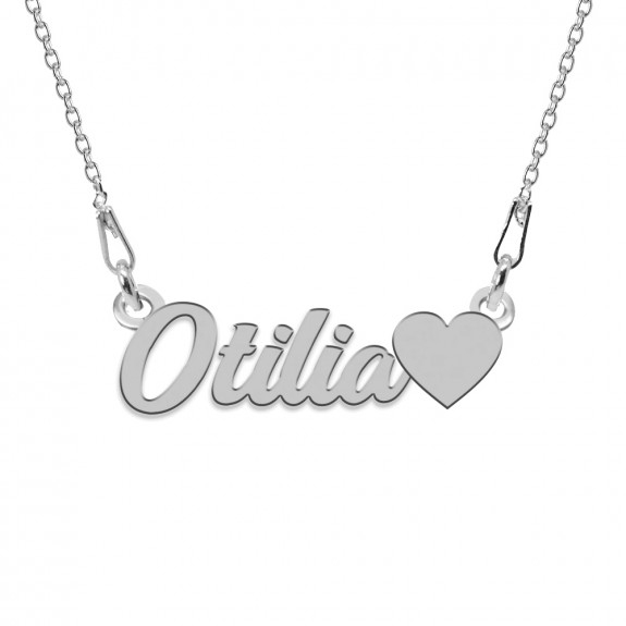 Colier Argint, Inimioara, Nume Otilia , 45 cm