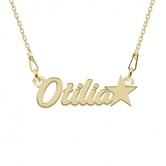 Colier Argint Placat cu Aur 24 karate, Steluta, Nume Otilia, 45 cm