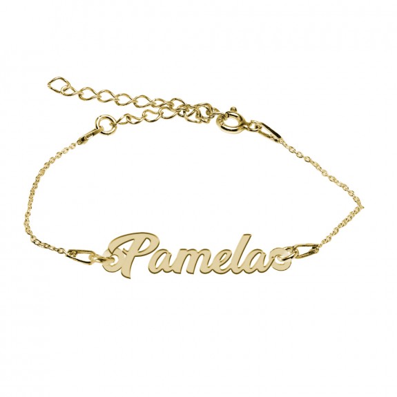 Bratara Argint Placata cu Aur 24 karate, Nume Pamela, 15 + 3 cm