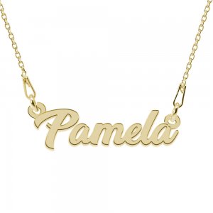 Colier Argint Placat cu Aur 24 karate, Nume Pamela, 45 cm