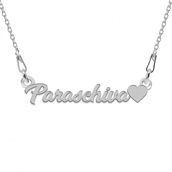 Colier Argint, Inimioara, Nume Paraschiva , 45 cm