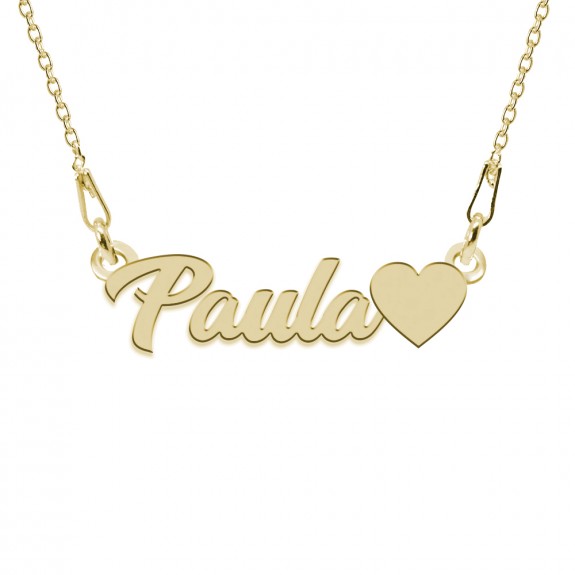Colier Argint Placat cu Aur 24 karate, Inimioara, Nume Paula, 45 cm Colier Argint Placat cu Aur 24 karate, Inimioara, Nume Paula, 45 cm