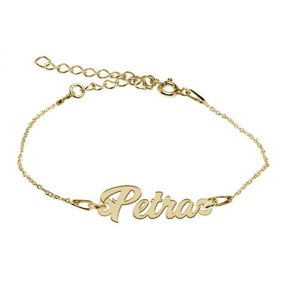 Bratara Argint Placata cu Aur 24 karate, Nume Petra, 15 + 3 cm