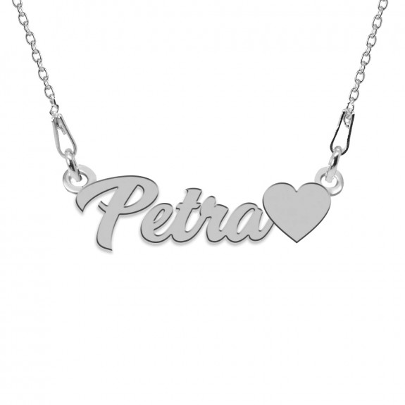 Colier Argint, Inimioara, Nume Petra , 45 cm
