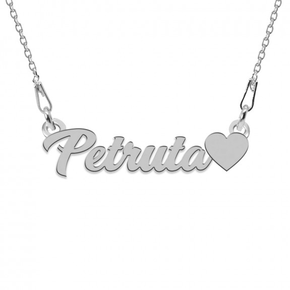 Colier Argint, Inimioara, Nume Petruta , 45 cm