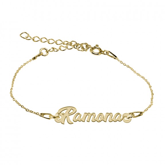 Bratara Argint Placata cu Aur 24 karate, Nume Ramona, 15 + 3 cm