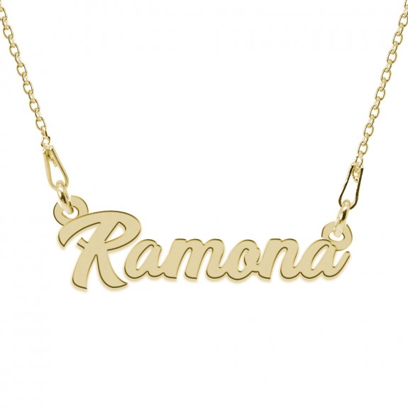Colier Argint Placat cu Aur 24 karate, Nume Ramona, 45 cm