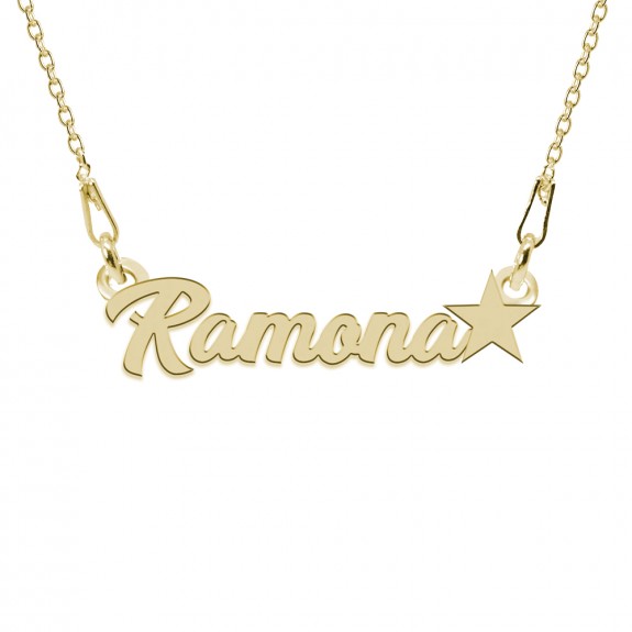 Colier Argint Placat cu Aur 24 karate, Steluta, Nume Ramona, 45 cm
