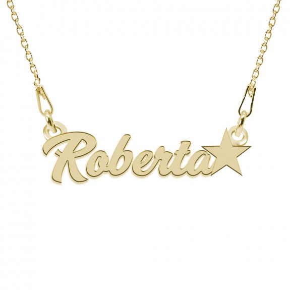 Colier Argint Placat cu Aur 24 karate, Steluta, Nume Roberta, 45 cm Colier Argint Placat cu Aur 24 karate, Steluta, Nume Roberta, 45 cm