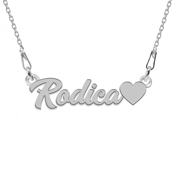 Colier Argint, Inimioara, Nume Rodica , 45 cm