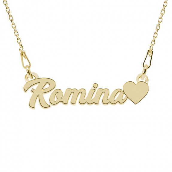 Colier Argint Placat cu Aur 24 karate, Inimioara, Nume Romina, 45 cm Colier Argint Placat cu Aur 24 karate, Inimioara, Nume Romina, 45 cm