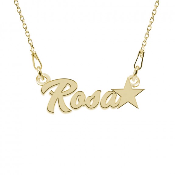 Colier Argint Placat cu Aur 24 karate, Steluta, Nume Rosa, 45 cm Colier Argint Placat cu Aur 24 karate, Steluta, Nume Rosa, 45 cm