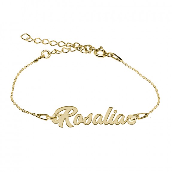 Bratara Argint Placata cu Aur 24 karate, Nume Rosalia, 15 + 3 cm