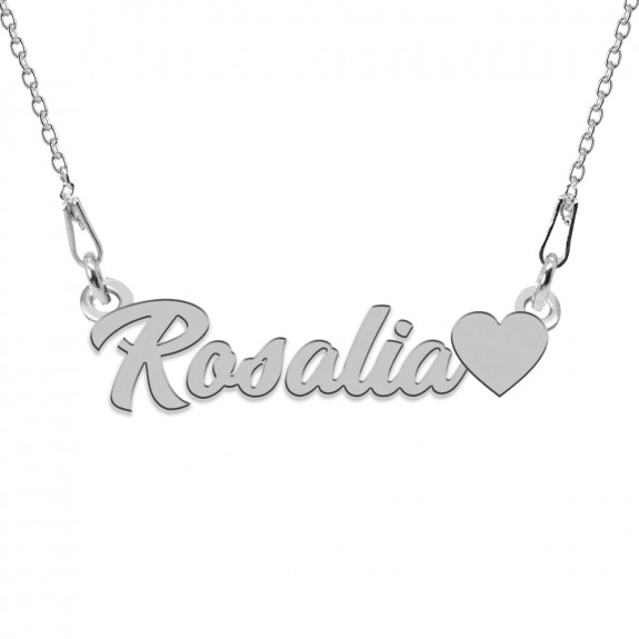 Colier Argint, Inimioara, Nume Rosalia , 45 cm