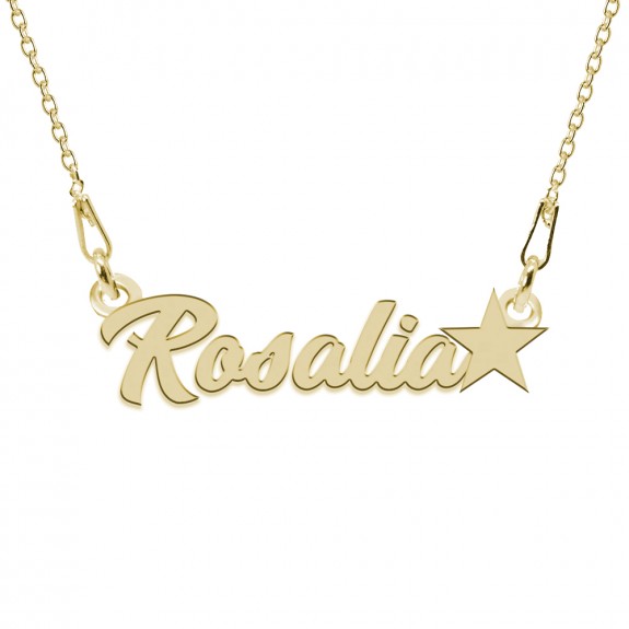 Colier Argint Placat cu Aur 24 karate, Steluta, Nume Rosalia, 45 cm