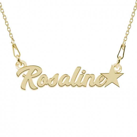 Colier Argint Placat cu Aur 24 karate, Steluta, Nume Rosaline, 45 cm