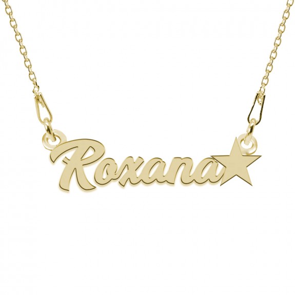 Colier Argint Placat cu Aur 24 karate, Steluta, Nume Roxana, 45 cm