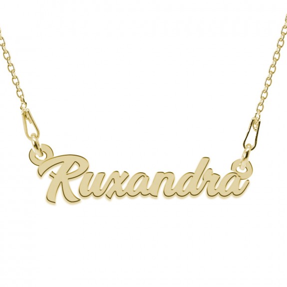 Colier Argint Placat cu Aur 24 karate, Nume Ruxandra, 45 cm