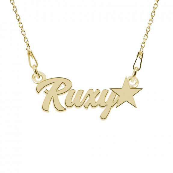 Colier Argint Placat cu Aur 24 karate, Steluta, Nume Ruxy, 45 cm