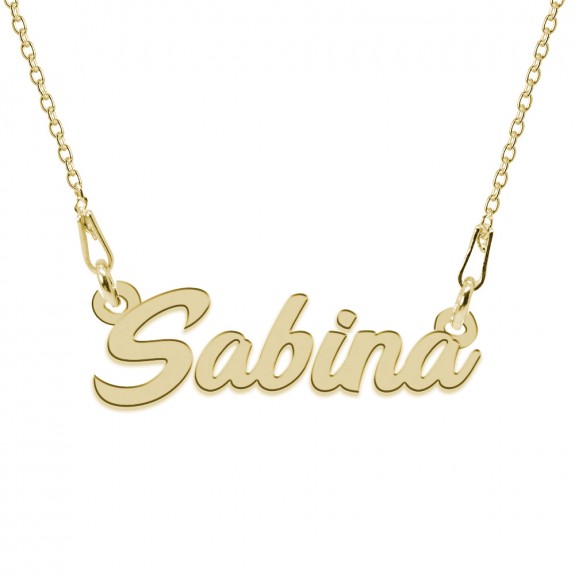 Colier Argint Placat cu Aur 24 karate, Nume Sabina, 45 cm