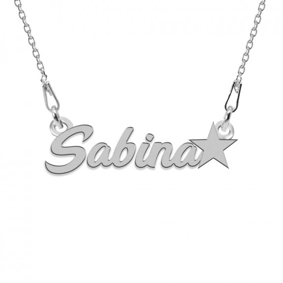 Colier Argint, Steluta, Nume Sabina , 45 cm