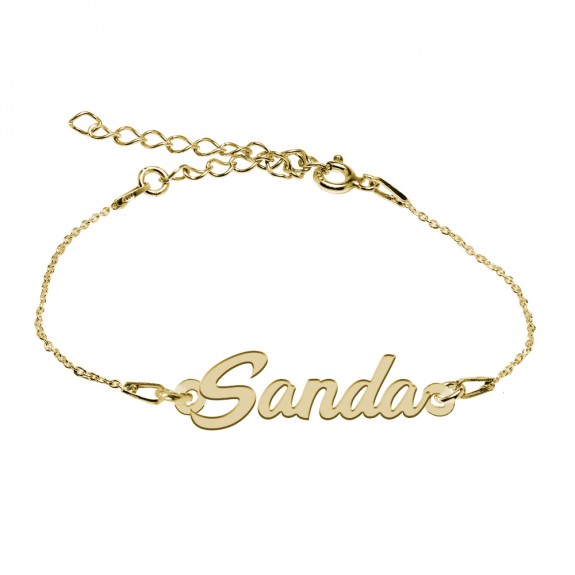 Bratara Argint Placata cu Aur 24 karate, Nume Sanda, 15 + 3 cm