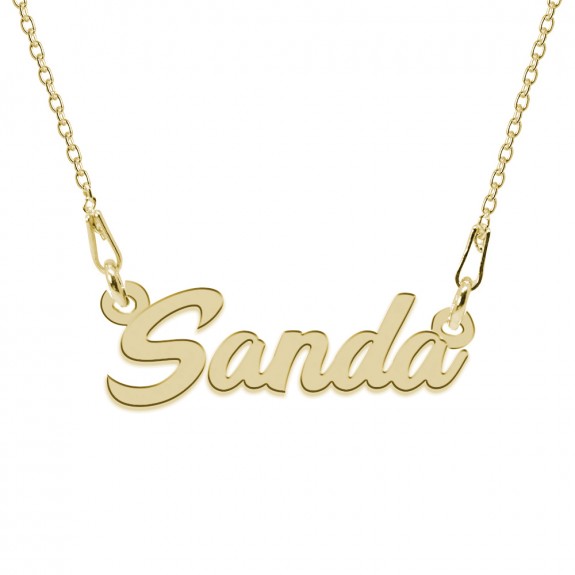 Colier Argint Placat cu Aur 24 karate, Nume Sanda, 45 cm