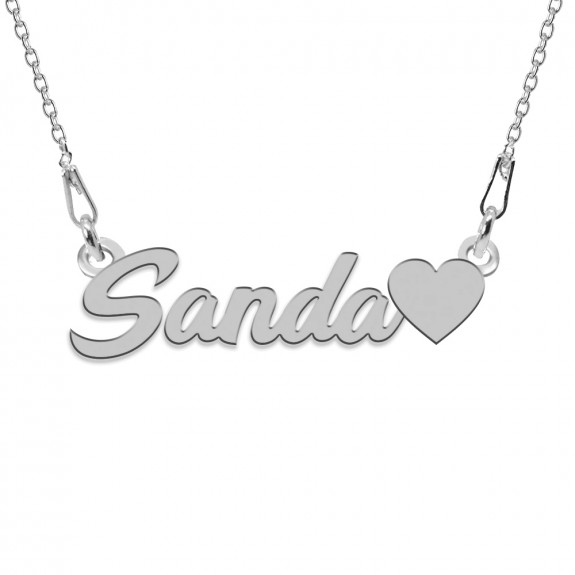 Colier Argint, Inimioara, Nume Sanda , 45 cm