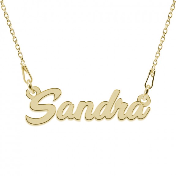Colier Argint Placat cu Aur 24 karate, Nume Sandra, 45 cm
