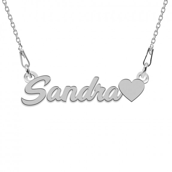 Colier Argint, Inimioara, Nume Sandra , 45 cm