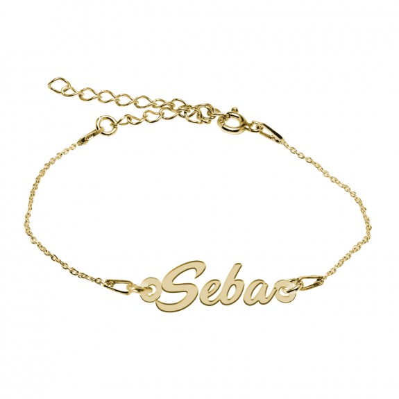 Bratara Argint Placata cu Aur 24 karate, Nume Seba, 15 + 3 cm