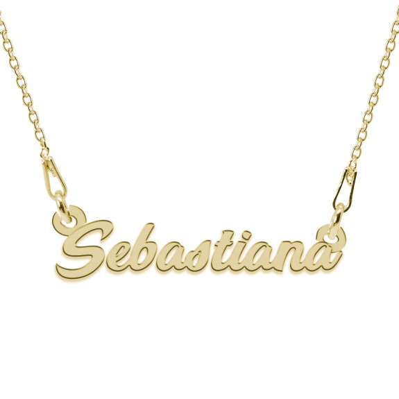 Colier Argint Placat cu Aur 24 karate, Nume Sebastiana, 45 cm