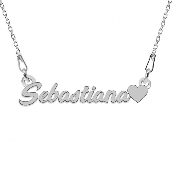 Colier Argint, Inimioara, Nume Sebastiana , 45 cm