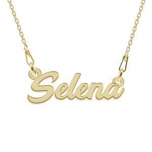Colier Argint Placat cu Aur 24 karate, Nume Selena, 45 cm