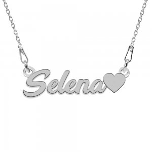 Colier Argint, Inimioara, Nume Selena , 45 cm