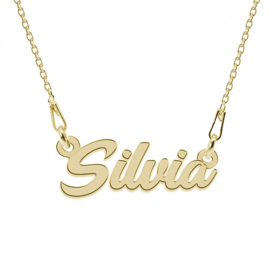 Colier Argint Placat cu Aur 24 karate, Nume Silvia, 45 cm