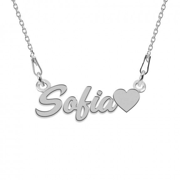 Colier Argint, Inimioara, Nume Sofia , 45 cm