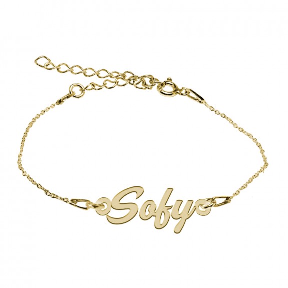 Bratara Argint Placata cu Aur 24 karate, Nume Sofy, 15 + 3 cm
