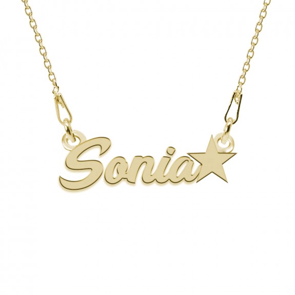 Colier Argint Placat cu Aur 24 karate, Steluta, Nume Sonia, 45 cm