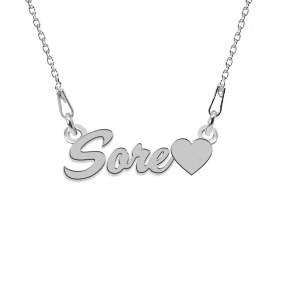 Colier Argint, Inimioara, Nume Sore , 45 cm