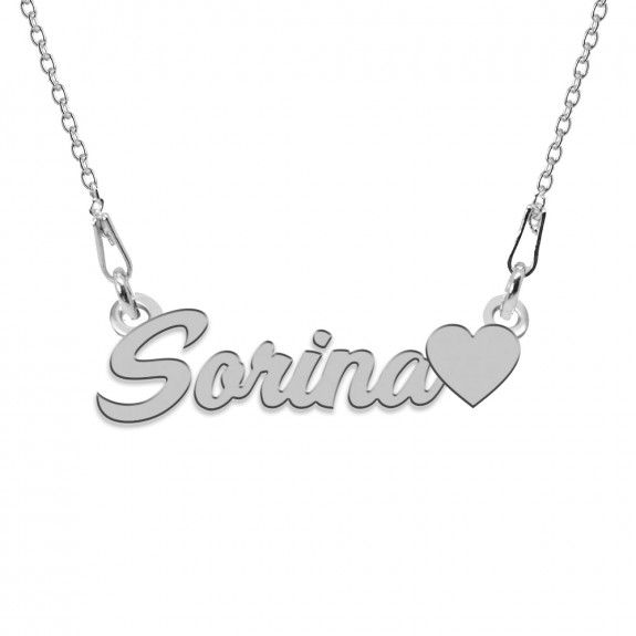 Colier Argint, Inimioara, Nume Sorina , 45 cm