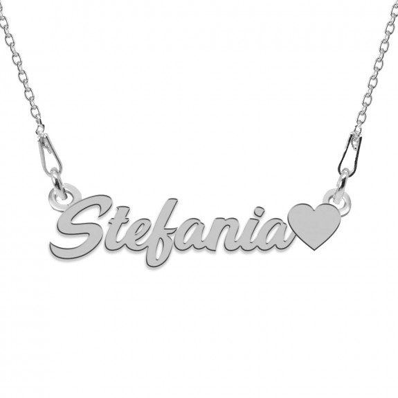 Colier Argint, Inimioara, Nume Stefania , 45 cm