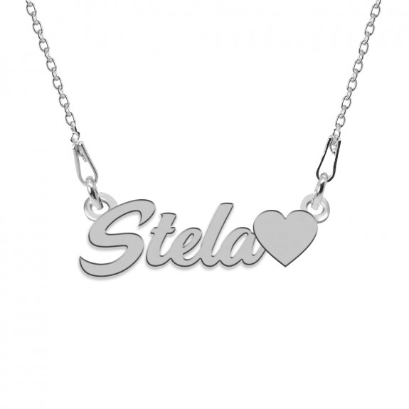 Colier Argint, Inimioara, Nume Stela , 45 cm