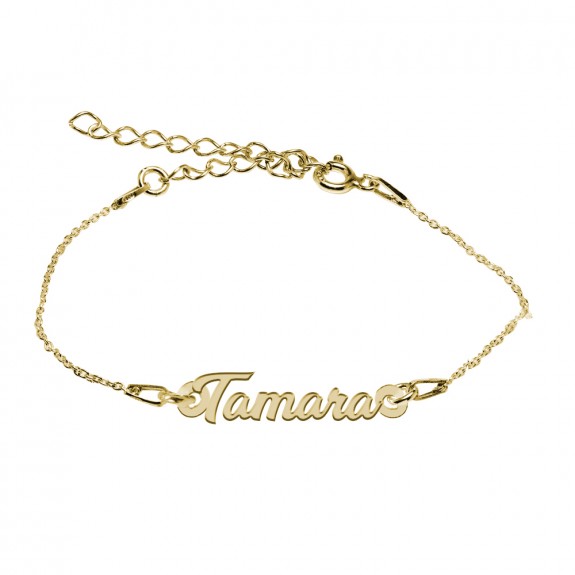 Bratara Argint Placata cu Aur 24 karate, Nume Tamara, 15 + 3 cm