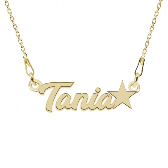Colier Argint Placat cu Aur 24 karate, Steluta, Nume Tania, 45 cm
