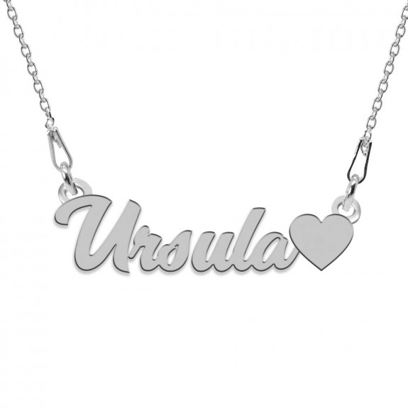Colier Argint, Inimioara, Nume Ursula , 45 cm