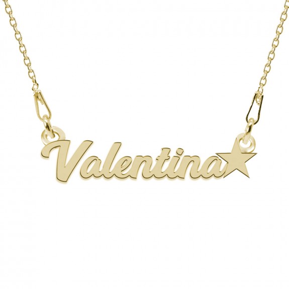 Colier Argint Placat cu Aur 24 karate, Steluta, Nume Valentina, 45 cm Colier Argint Placat cu Aur 24 karate, Steluta, Nume Valentina, 45 cm
