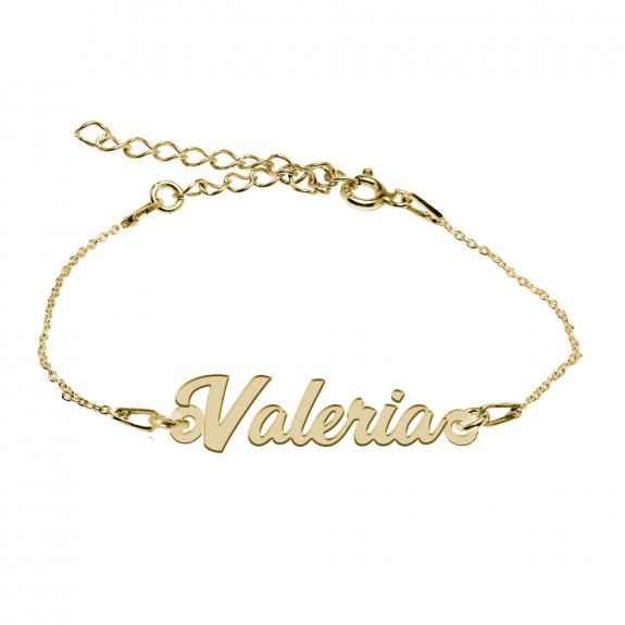 Bratara Argint Placata cu Aur 24 karate, Nume Valeria, 15 + 3 cm