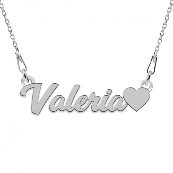 Colier Argint, Inimioara, Nume Valeria , 45 cm